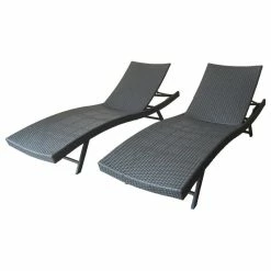 Best deal 🧨 GDFStudio GDF Studio Arthur Outdoor Wicker Chaise Lounges, Gray, Set Of 2 🥰