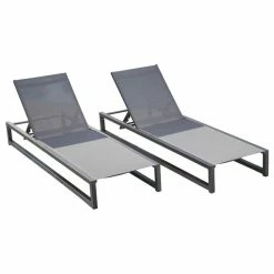 Top 10 🛒 GDFStudio GDF Studio Mottetta Outdoor Aluminum Chaise Lounge, Gray/Black, Set Of 2 😍