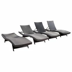 Discount ⭐ GDFStudio GDF Studio Olivia Outdoor Wicker Chaise Lounge Adjustable, Set Of 4, Multi Brown 😉