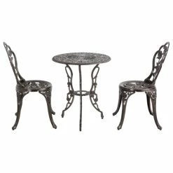 Buy 🔥 Belleze Outdoor Patio Furniture 3Pcs Bistro Set Table, Bronze 🛒