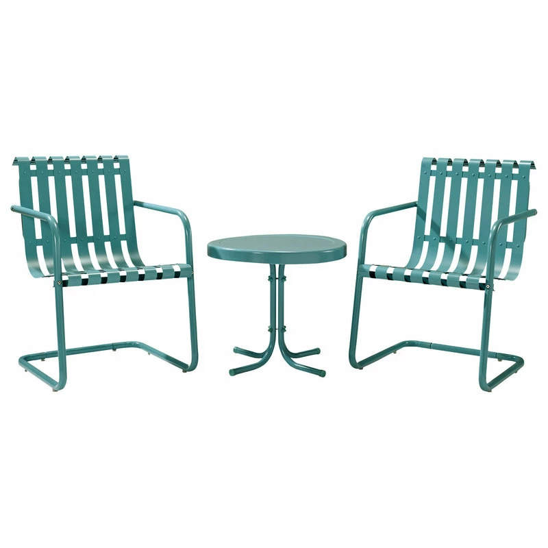 New 😍 Crosley Gracie 3-Piece Metal Outdoor Conversation Seating Set, Caribbean Blue ✔️