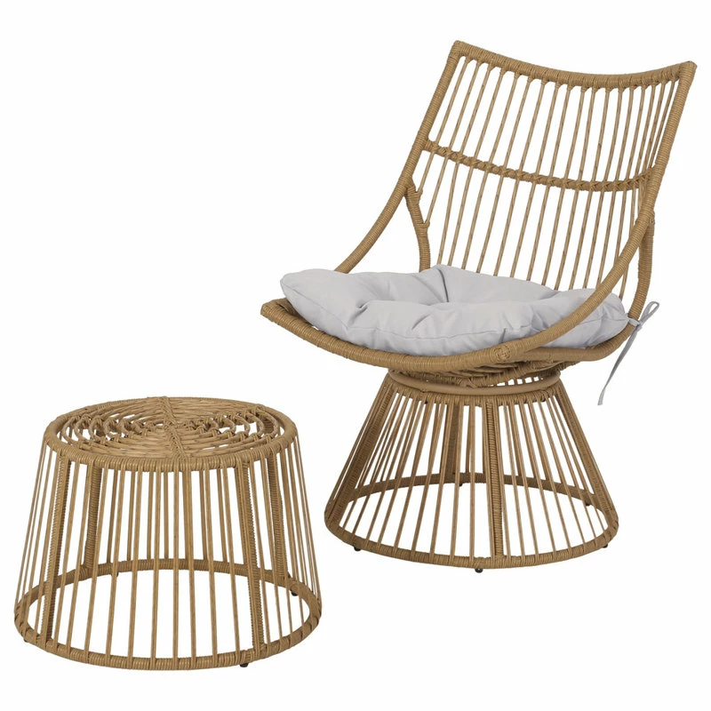 Hot Sale 🌟 GDFStudio Apulia Outdoor Wicker Chair And Side Table Set With Cushion 🤩