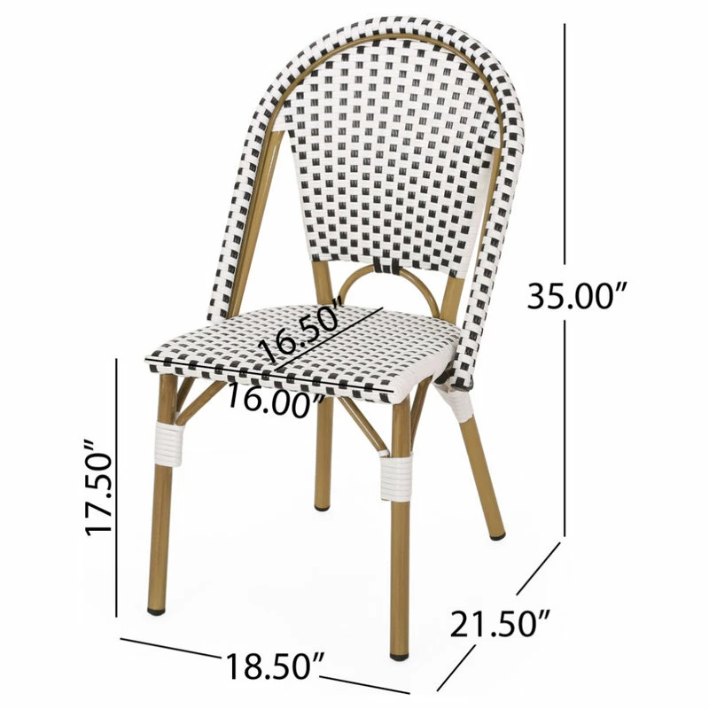 Top 10 🤩 GDFStudio Baylor Outdoor French Bistro Chair, Set Of 2, Black/White/Bamboo Print Finish 👍 - Image 11