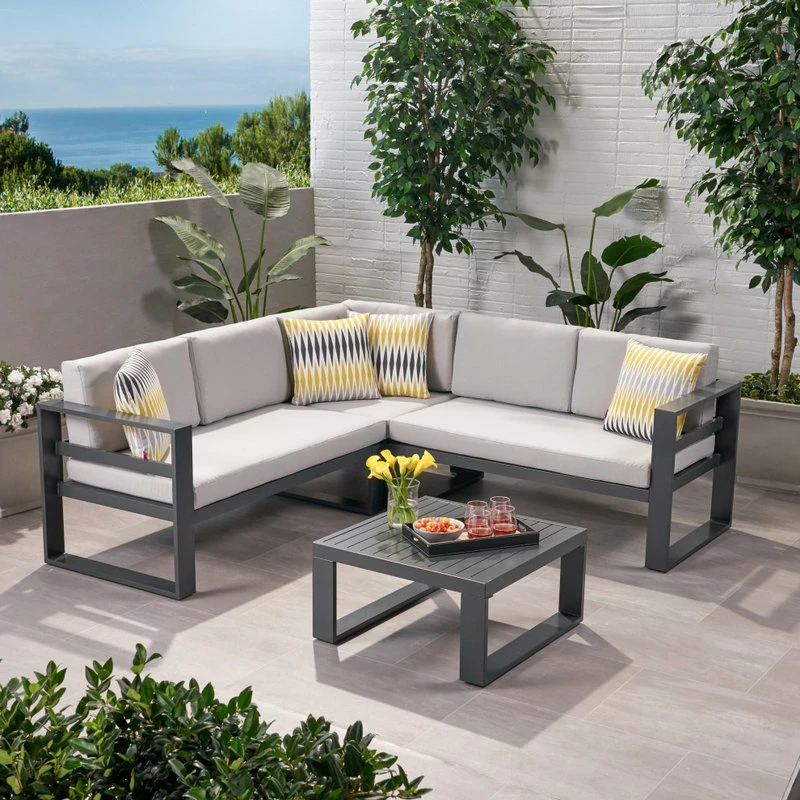 Deals 🤩 GDFStudio Queena Outdoor Aluminum Sofa Sectional With Coffee Table 🧨 - Image 2