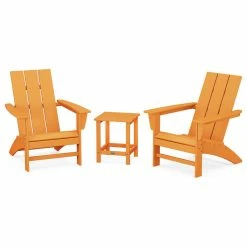 Brand new 🌟 POLYWOOD Modern 3-Piece Adirondack Set, Long Island 18" Side Table, Tangerine ✔️