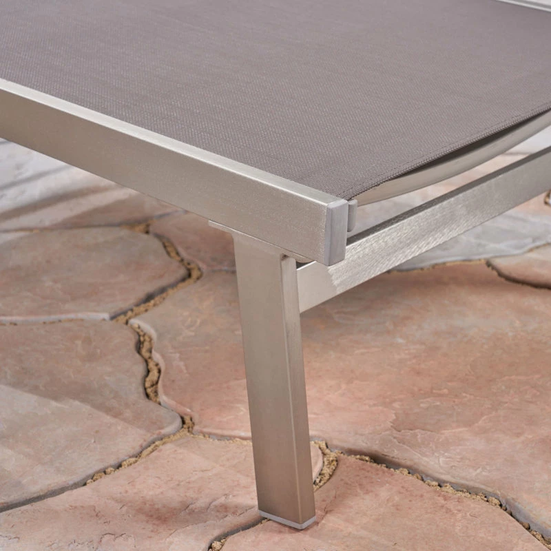 Hot Sale ๐ GDFStudio GDF Studio Joy Outdoor Mesh And Aluminum Chaise Lounge, Set Of 2, Gray ๐ - Image 4