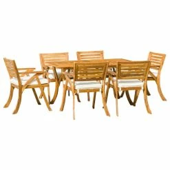 Buy 👍 GDFStudio GDF Studio Baia 7-Piece Acacia Wood Outdoor Dining Set 😍