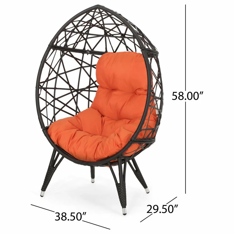 Hot Sale ๐งจ GDFStudio Michelle Outdoor Wicker Teardrop Chair With Cushion ๐ - Image 3