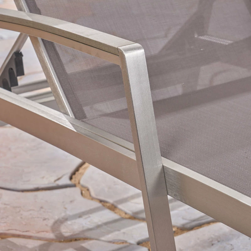 Hot Sale ๐ GDFStudio GDF Studio Joy Outdoor Mesh And Aluminum Chaise Lounge, Set Of 2, Gray ๐ - Image 6