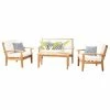 Cheapest 👍 GDFStudio GDF Studio 4-Piece Peyton Acacia Wood Chat Set With Water Resistant Cushions, Be 🎁