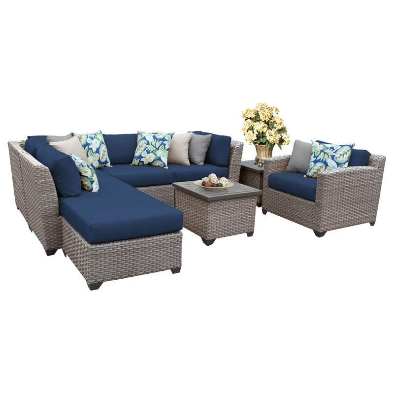 Outlet 🎉 TKClassics Florence 8 Piece Outdoor Wicker Furniture Set 08G 🥰
