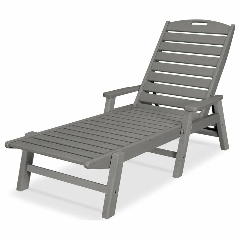 Buy ๐งจ Polywood Nautical Chaise With Arms, Slate Gray ๐