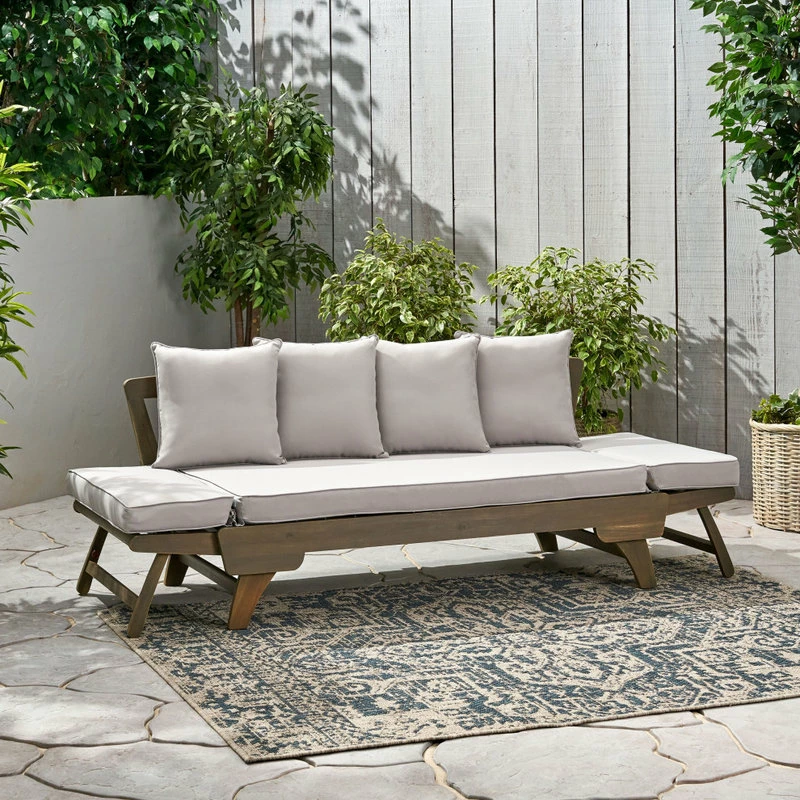 Wholesale ⭐ GDFStudio GDF Studio Othello Outdoor Acacia Wood Daybed With Cushions, Gray/Light Gray 🌟 - Image 4