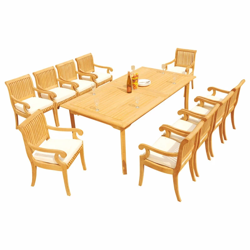 New ๐ฅ Teak Deals 11-Piece Outdoor Teak Dining Set, 117" Rectangle Table, 10 Giva Arm Chairs ๐ - Image 10