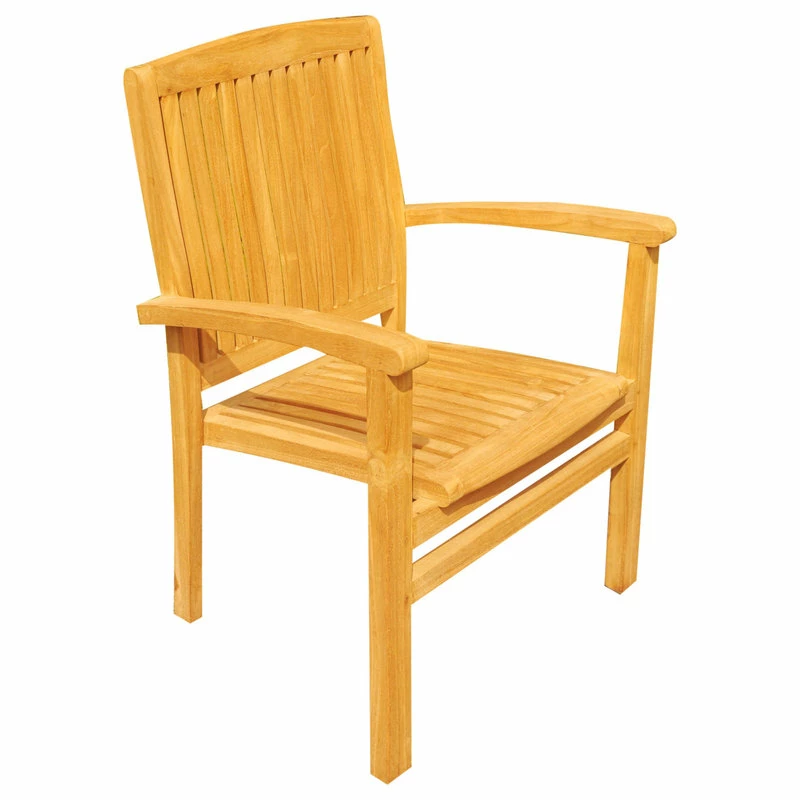 Brand new ⌛ Teak Deals 7-Piece Teak Dining Set 94" Oval Extension Table, 6 Wave Stacking Arm Chairs 😀 - Image 5