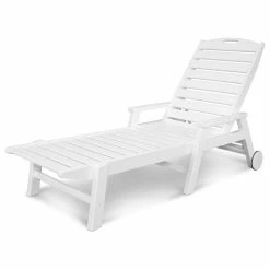 Outlet 😉 Polywood Nautical Chaise With Arms & Wheels, White 😀