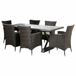 Outlet 🎉 GDFStudio GDF Studio Numana Outdoor 7 Piece Lightweight Concrete Dining Set ❤️