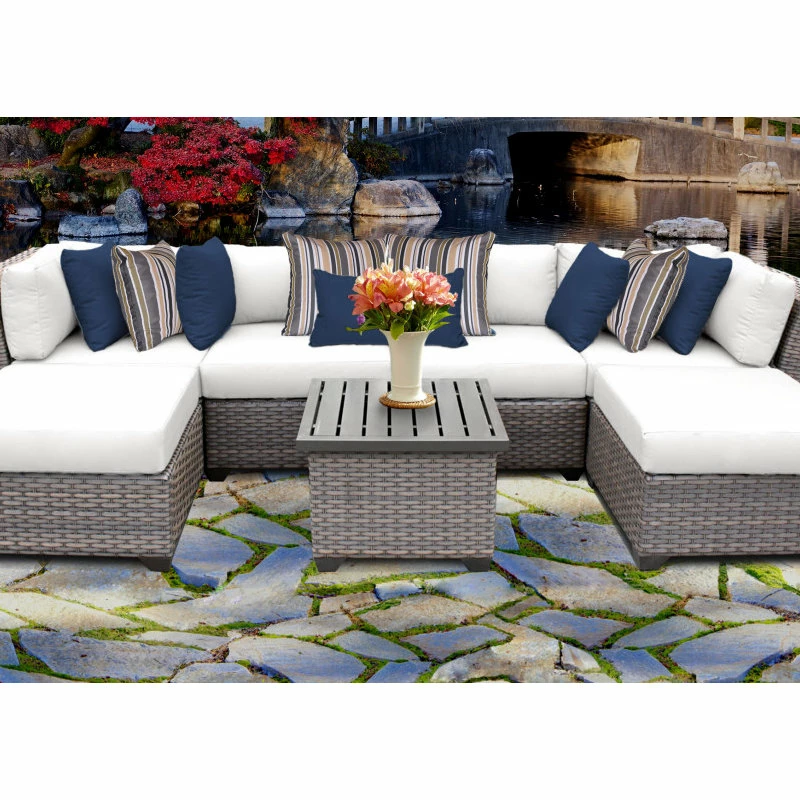 Best Pirce โจ TKClassics Florence 7-Piece Outdoor Wicker Patio Furniture Set, White ๐ - Image 2