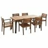 Budget ⌛ GDFStudio GDF Studio Avalon Outdoor 6-Seater Rectangular Acacia Wood Dining Set, Teak 😀