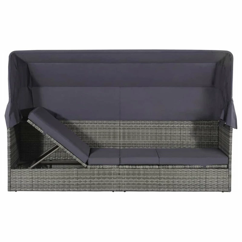 New ๐ Vida XL LLC VidaXL Patio Lounge Bed W/ Canopy Poly Rattan Gray 80.7" Garden Cushion Seat ๐ - Image 3