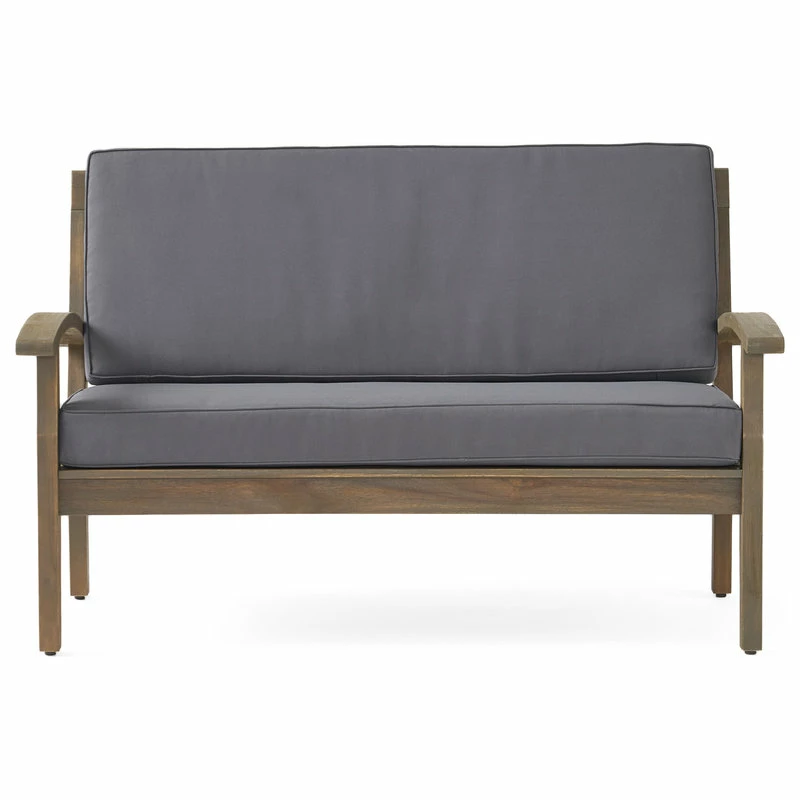 New โ GDFStudio GDF Studio Preston Outdoor Acacia Wood Loveseat And Coffee Table, Gray/Dark Gray ๐ - Image 11