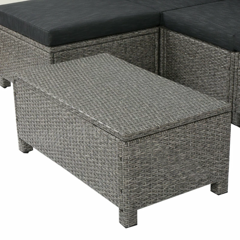 Cheapest ๐ GDFStudio GDF Studio Lorita Outdoor 5-Piece Gray Wicker Sectional Sofa With Black Cushions ๐ - Image 14