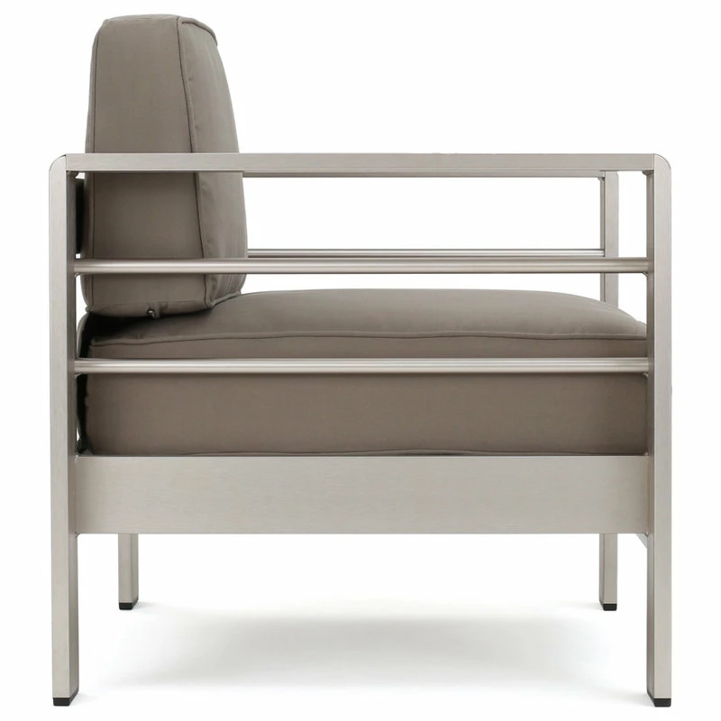 Best deal โ GDFStudio GDF Studio Coral Bay Outdoor Aluminum 7 Seater Chat Set With Fire Pit, Light Gra ๐งจ - Image 7