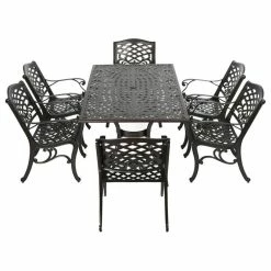 Discount 🎉 GDFStudio GDF Studio Odena Outdoor 7-Piece Cast Aluminum Rectangle Bronze Dining Set 🌟