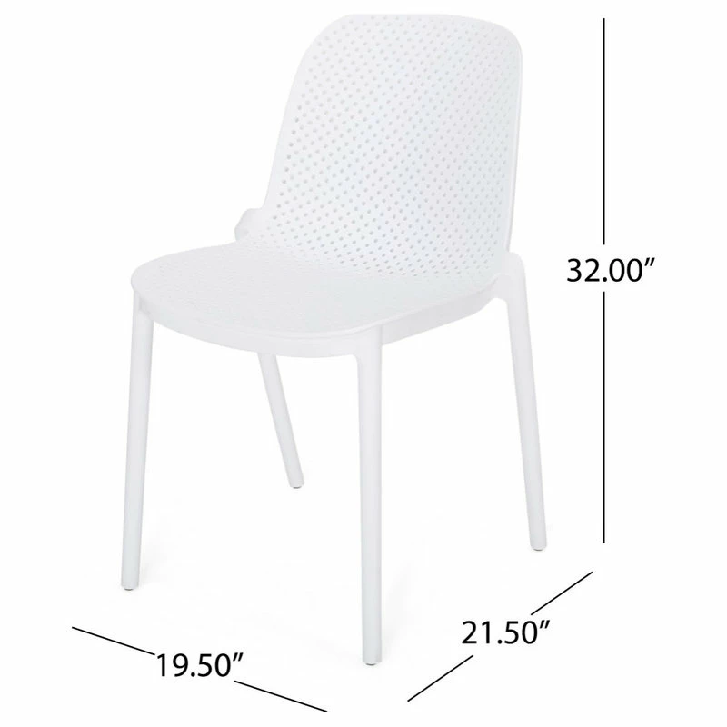 Hot Sale ๐ฅฐ GDFStudio Tafton Outdoor Stacking Dining Chair, Set Of 2, White โ - Image 3