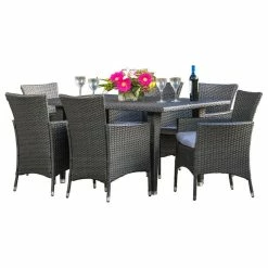 Hot Sale 🎁 GDFStudio GDF Studio 7-Piece Malta Outdoor Gray Dining Set ⭐