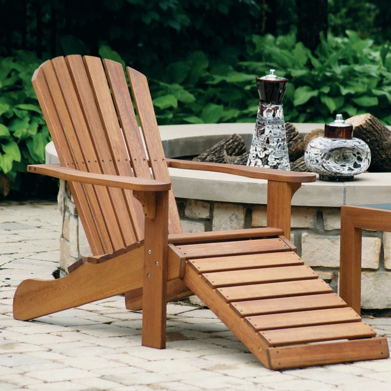 Brand new ๐ Outdoor Interiors Eucalyptus Adirondack Chair With Built-In Ottoman ๐คฉ - Image 4