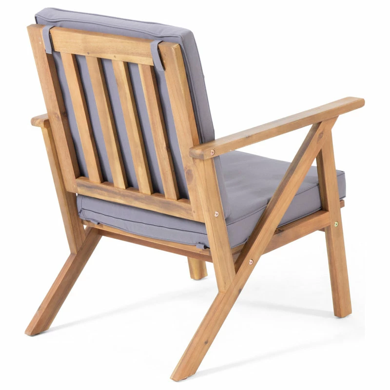 Flash Sale ✨ GDFStudio GDF Studio 4-Piece Manarola Outdoor Natural Wood Finish Chat Set With Cushions 👏 - Image 11