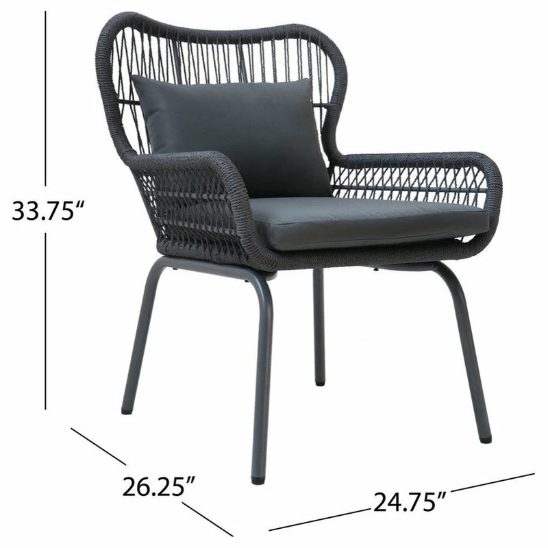 Discount ๐ GDFStudio GDF Studio Kimberley Outdoor Steel And Rope Club Chairs With Cushioned, Set Of 2 ๐ - Image 3