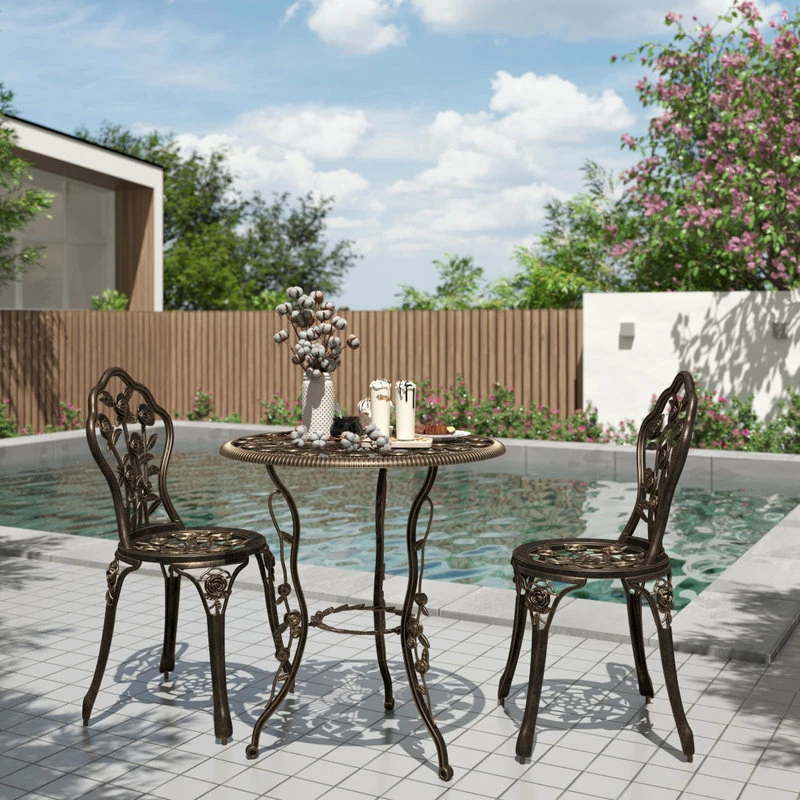 Buy ๐ฅ Belleze Outdoor Patio Furniture 3Pcs Bistro Set Table, Bronze ๐ - Image 3