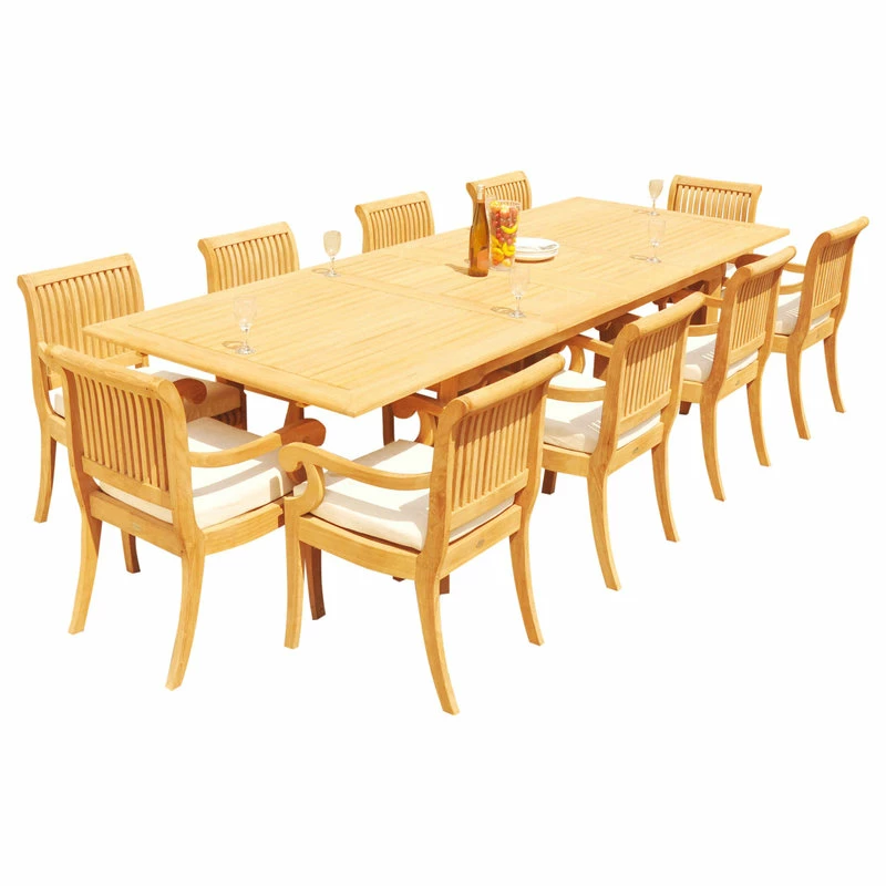 New ๐ฅ Teak Deals 11-Piece Outdoor Teak Dining Set, 117" Rectangle Table, 10 Giva Arm Chairs ๐ - Image 11