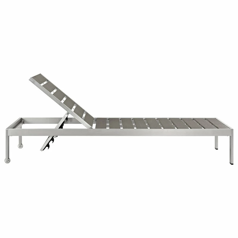 Best Pirce โญ LexMod Shore Outdoor Aluminum Chaise, Silver Gray ๐คฉ - Image 3