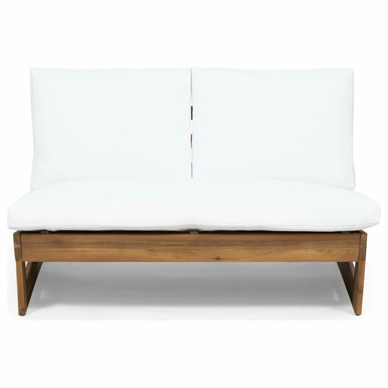 Top 10 ๐ฏ GDFStudio Kaitlyn Outdoor Acacia Wood Loveseat With Cushions, Teak Finish/White ๐ - Image 4
