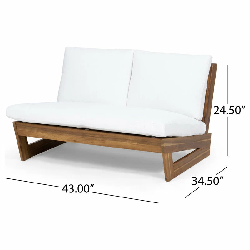 Top 10 ๐ฏ GDFStudio Kaitlyn Outdoor Acacia Wood Loveseat With Cushions, Teak Finish/White ๐ - Image 3