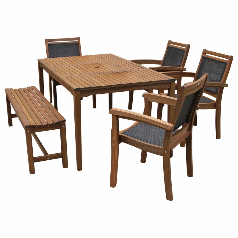 Deals ๐ฏ Outdoor Interiors Catania 6-Piece Sling And Eucalyptus Dining Set ๐