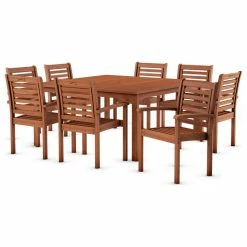 Outlet 👍 Amazonia Milano 9-Piece Square Patio Dining Set | Eucalyptus Wood 👏