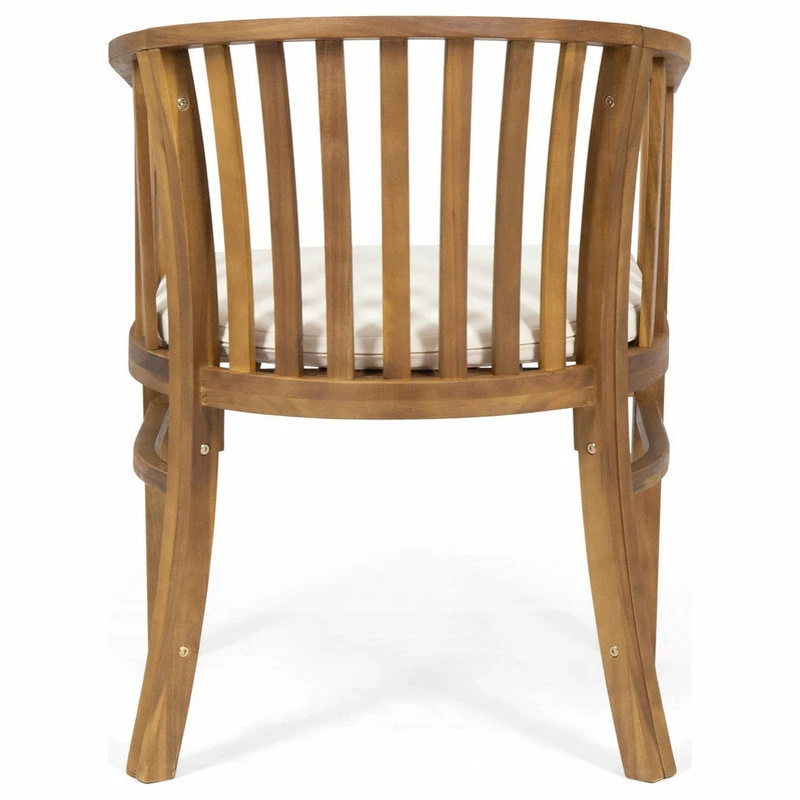 Buy ๐ GDFStudio Nola Outdoor Wooden Dining Chairs With Cushions, Set Of 2, Cream, Teak Finish ๐งจ - Image 5