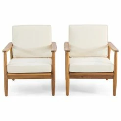 Top 10 💯 GDFStudio Davion Outdoor Acacia Wood Club Chair, Teak Finish, Beige 🎉