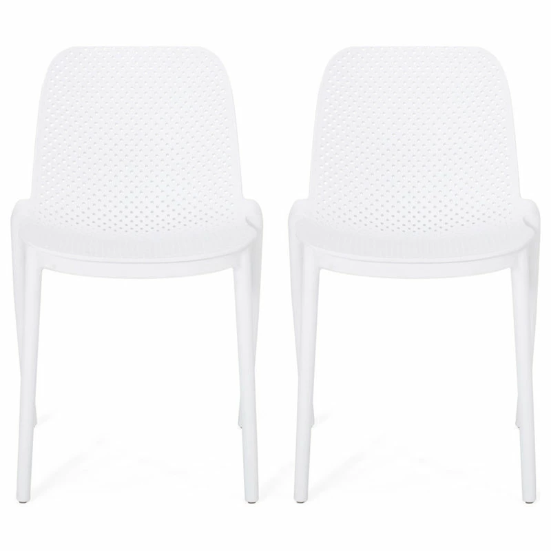 Hot Sale ๐ฅฐ GDFStudio Tafton Outdoor Stacking Dining Chair, Set Of 2, White โ