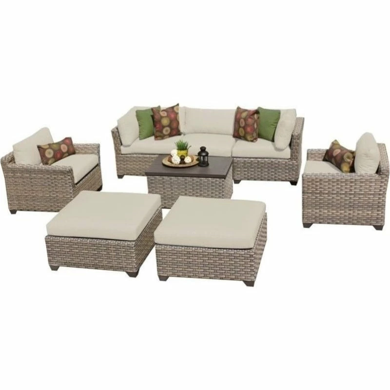 Deals π TKClassics TK Classics Monterey 8-Pc Outdoor Wicker Sofa Set W/Cushions In Beige βοΈ