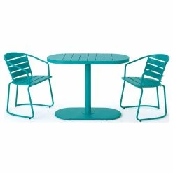 Top 10 😍 GDFStudio GDF Studio Santa Monica Outdoor Finished Iron Bistro Set, Matte Teal 🎉