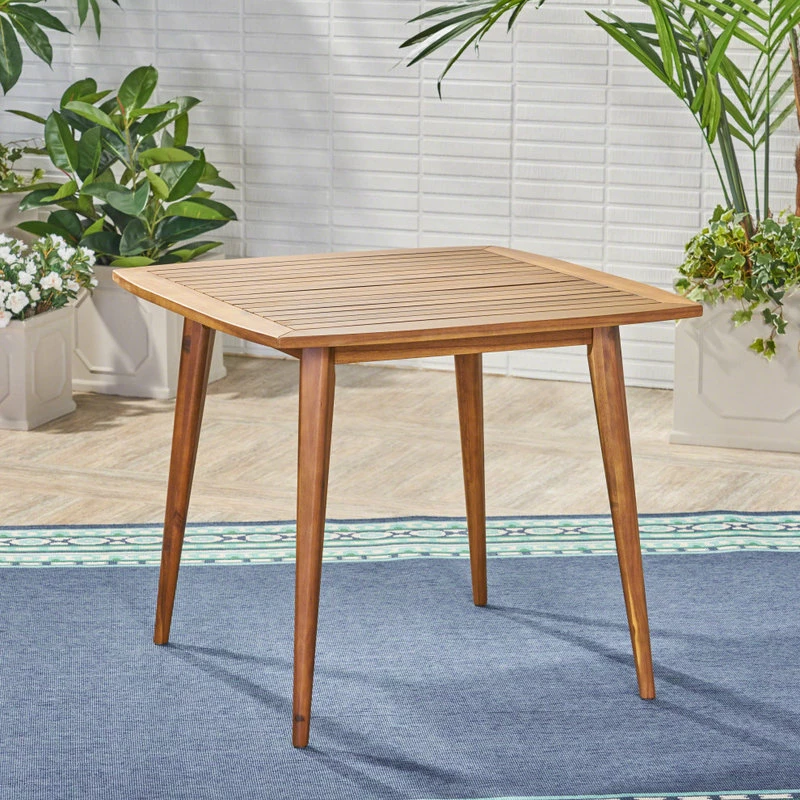 Buy ๐ GDFStudio Stanford Outdoor Square Acacia Wood Dining Table With Straight Legs, Teak Finish โค๏ธ - Image 3