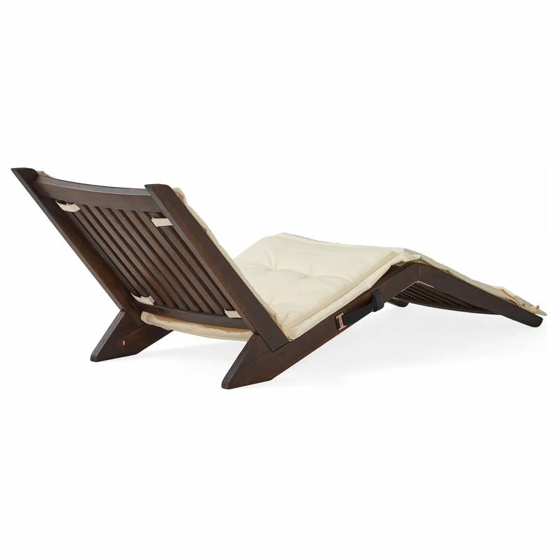 Best Sale ๐ GDFStudio GDF Studio Midori Mahogany Wood Folding Chaise Lounger Chair With Cream Cushion ๐ - Image 5