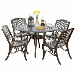 New 😉 GDFStudio Covington Sarasota Traditional Outdoor 4-Seater Cast Aluminum Dining Set 🛒
