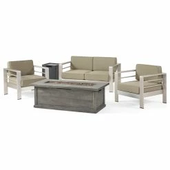 Buy 🛒 GDFStudio 4-Piece Outdoor Aluminum Fire Table Sofa Set 💯