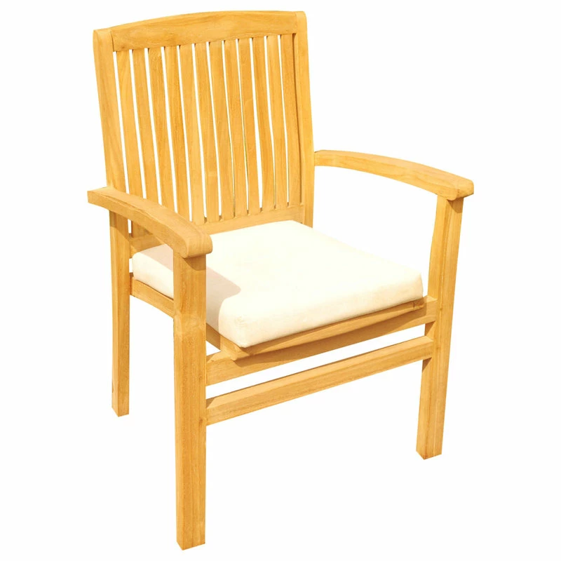 Brand new ⌛ Teak Deals 7-Piece Teak Dining Set 94" Oval Extension Table, 6 Wave Stacking Arm Chairs 😀 - Image 6